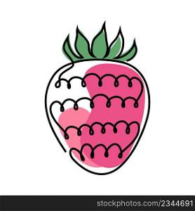 Strawberry icon in one line drawing style isolated on white background.