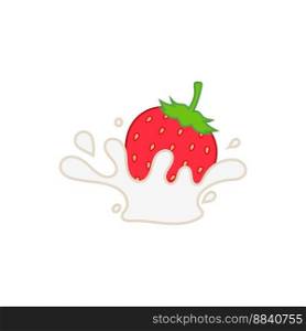 strawberry icon,Strawberries fell into milk,strawberry with milk