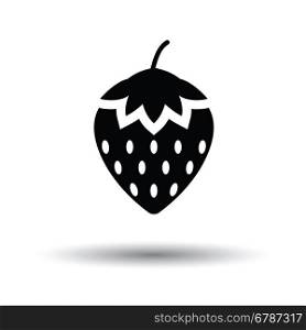 Strawberry icon. White background with shadow design. Vector illustration.