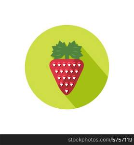 Strawberry icon with shadow in flat design