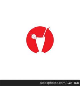strawberry juice logo.vector illustration logo design