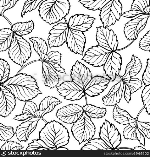 strawberry leaves seamless pattern. strawberry leaves seamless pattern on white background
