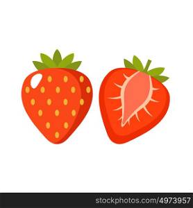 Strawberry on a white background isolated. Vector illustration