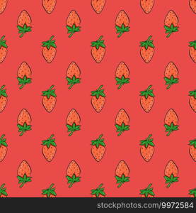 Strawberry pattern, illustration, vector on white background