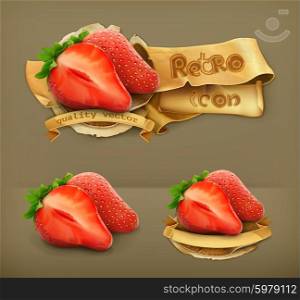 Strawberry, retro vector icon