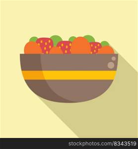 Strawberry salad mix icon flat vector. Fresh fruit. Healthy food. Strawberry salad mix icon flat vector. Fresh fruit