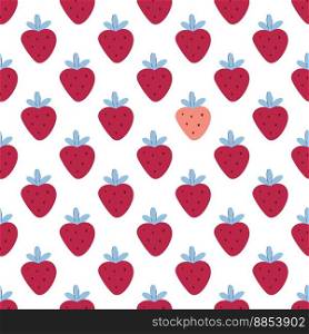 Strawberry seamless pattern. Background with berries. Summer cute background. Healthy organic food digital paper. Flat design, vector illustration. Strawberry seamless pattern vector illustration
