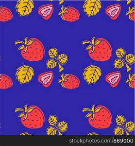 Strawberry seamless pattern. Hand drawn fresh berry. Multicolored vector sketch background. Colorful doodle wallpaper. Print