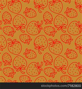 Strawberry seamless pattern. Hand drawn fresh fruit. Vector sketch background. Color doodle wallpaper. Berry print