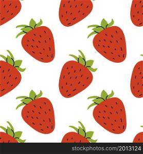 Strawberry seamless pattern. Hand drawn vector illustration. Sweet red berry.. Strawberry seamless pattern. Hand drawn vector illustration. Sweet red berry