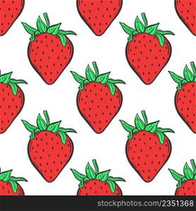 Strawberry seamless pattern vector illustration. Background with bright red berries. Healthy food template for fabric, paper, packaging and design. Strawberry seamless pattern vector illustration