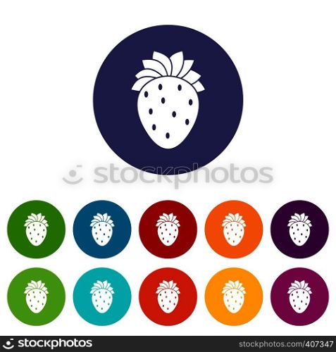 Strawberry set icons in different colors isolated on white background. Strawberry set icons