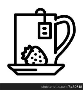 strawberry tea line icon vector. strawberry tea sign. isolated contour symbol black illustration. strawberry tea line icon vector illustration