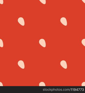 Strawberry texture. Seamless sweet berry pattern with white nuts. Vector kids book cover illustration. Red wallpapers print