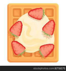 Strawberry waffle icon cartoon vector. Belgian food. Sweet breakfast. Strawberry waffle icon cartoon vector. Belgian food