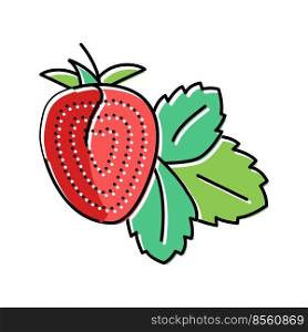 strawberry with leaf color icon vector. strawberry with leaf sign. isolated symbol illustration. strawberry with leaf color icon vector illustration
