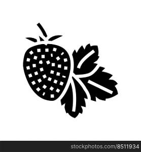 strawberry with leaf glyph icon vector. strawberry with leaf sign. isolated symbol illustration. strawberry with leaf glyph icon vector illustration