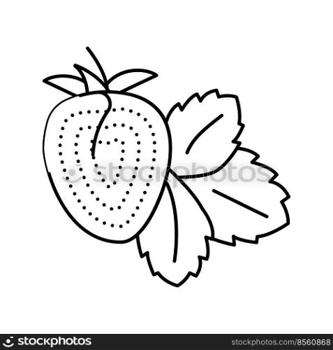 strawberry with leaf line icon vector. strawberry with leaf sign. isolated contour symbol black illustration. strawberry with leaf line icon vector illustration