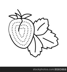 strawberry with leaf line icon vector. strawberry with leaf sign. isolated contour symbol black illustration. strawberry with leaf line icon vector illustration