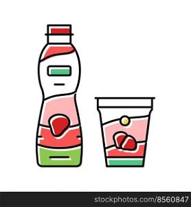 strawberry yogurt color icon vector. strawberry yogurt sign. isolated symbol illustration. strawberry yogurt color icon vector illustration