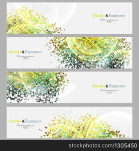 Streaks and explosion creative pattern banner collection. Streaks and explosion banner set