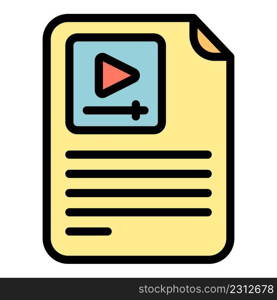 Stream video instruction icon. Outline stream video instruction vector icon color flat isolated. Stream video instruction icon color outline vector