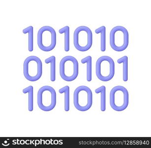 Streaming binary computer code. Web development, information technology and programming concept. 3d vector icon. Cartoon minimal style.