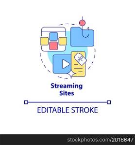 Streaming sites concept icon. Source of piracy abstract idea thin line illustration. Streaming copyrighted works. Unlicensed movies. Vector isolated outline color drawing. Editable stroke. Streaming sites concept icon