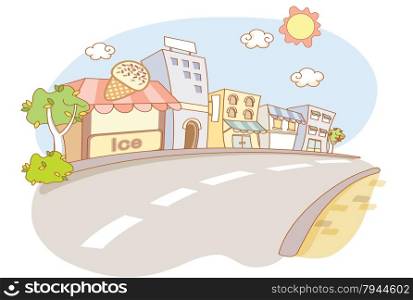 street and city cartoon background