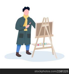 Street artist with easel semi flat color vector character. Standing figure. Full body person on white. Park visitor simple cartoon style illustration for web graphic design and animation. Street artist with easel semi flat color vector character