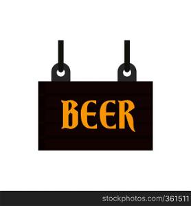 Street beer signboard icon in flat style isolated on white background. Street beer signboard icon, flat style