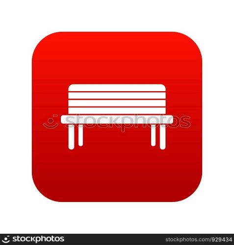 Street bench icon digital red for any design isolated on white vector illustration. Street bench icon digital red