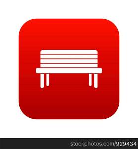 Street bench icon digital red for any design isolated on white vector illustration. Street bench icon digital red