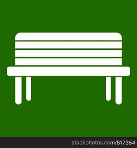 Street bench icon white isolated on green background. Vector illustration. Street bench icon green