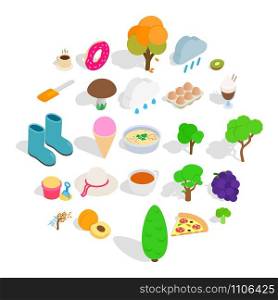 Street cafe icons set. Isometric set of 25 street cafe vector icons for web isolated on white background. Street cafe icons set, isometric style