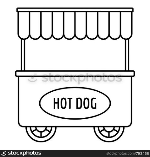 Street cart hot dog icon. Outline street cart hot dog vector icon for web design isolated on white background. Street cart hot dog icon, outline style
