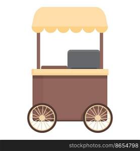 Street cart icon cartoon vector. Coffee market. Food shop. Street cart icon cartoon vector. Coffee market
