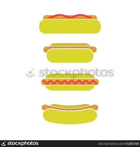 Street Fast Food Icons. Fresh Hot Dog. Unhealthy High Calorie Meal.. Street Fast Food Icons. Fresh Hot Dog. Unhealthy High Calorie Meal