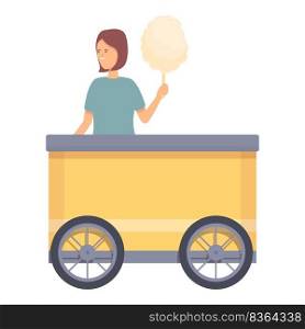 Street food cart icon cartoon vector. Store cream. Sweet machine. Street food cart icon cartoon vector. Store cream