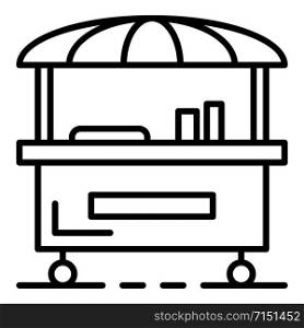 Street food cart icon. Outline street food cart vector icon for web design isolated on white background. Street food cart icon, outline style