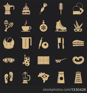 Street food icons set. Simple set of 25 street food vector icons for web for any design. Street food icons set, simple style