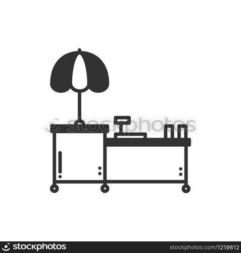 Street food retail thin line icon. Food trolley, truck, kiosk, wheel market stall, mobile cafe, shop, trade cart. Vector linear icon. Isolated illustration. Symbols Object. Fast food sale. Street food retail thin line icon. Food trolley, truck, kiosk, wheel market stall, mobile cafe, shop, trade cart. Vector linear style icon. Isolated illustration. Symbols. Object. Fast food sale.