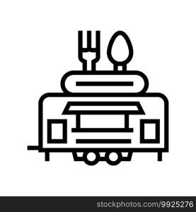 street food trailer line icon vector. street food trailer sign. isolated contour symbol black illustration. street food trailer line icon vector illustration