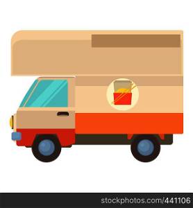 Street food truck icon. Cartoon illustration of street food truck vector icon for web. Street food truck icon, cartoon style