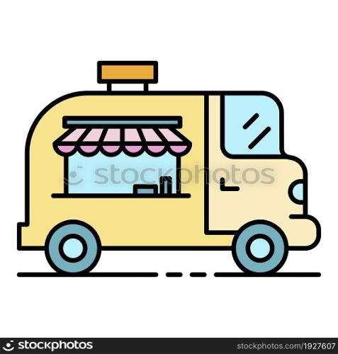 Street food vehicle icon. Outline street food vehicle vector icon color flat isolated. Street food vehicle icon color outline vector