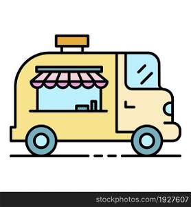Street food vehicle icon. Outline street food vehicle vector icon color flat isolated. Street food vehicle icon color outline vector