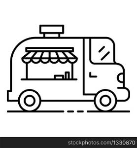 Street food vehicle icon. Outline street food vehicle vector icon for web design isolated on white background. Street food vehicle icon, outline style