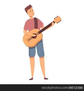 Street guitar musician icon cartoon vector. Music people. Man band. Street guitar musician icon cartoon vector. Music people