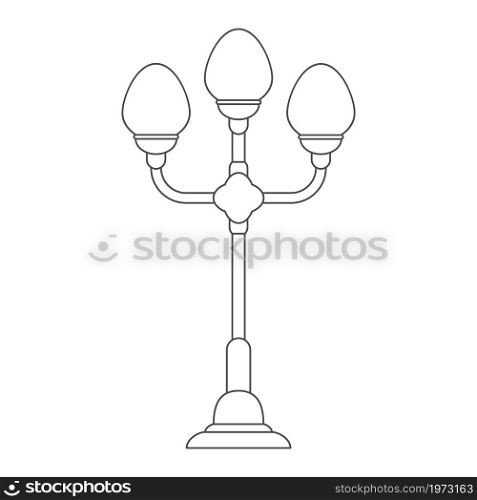 Street lamp. Contour vector illustration for scrapbooking, coloring books and creative design. Flat style.