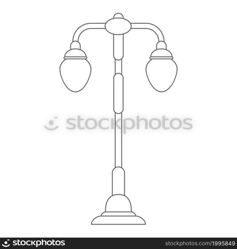 Street lamp. Contour vector illustration for scrapbooking, coloring books and creative design. Flat style.